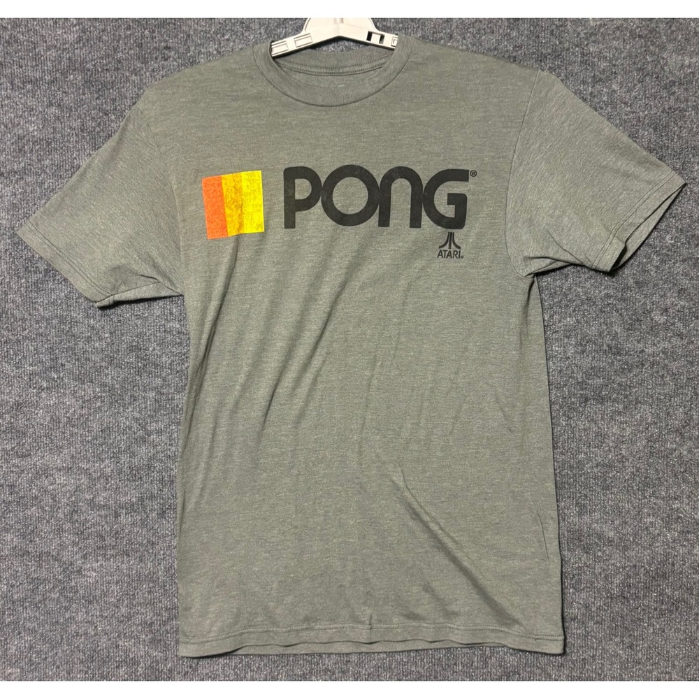 Atari Mens Medium T-Shirt Gray Pong Graphic Retro Gaming